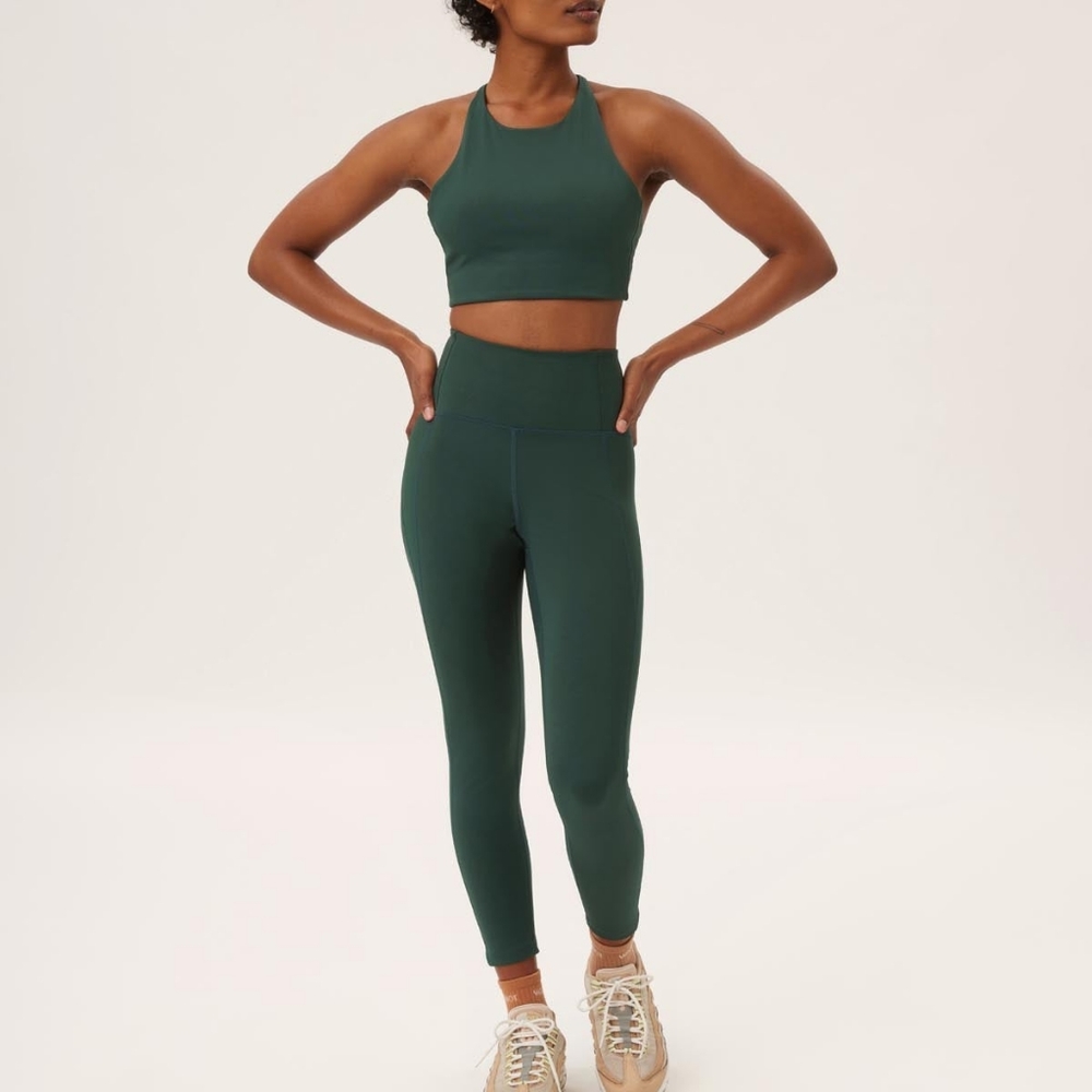 Girlfriend Matching Set in Moss Green: Full Length High Rise Legging + Dylan Bra